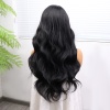Uzun Siyah Su Dalgalı Fiber Sentetik Tül Peruk