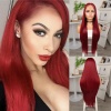 Kızıl Ekstra Uzun Fiber Sentetik Düz Tül Peruk