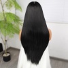 Siyah Fiber Sentetik Düz Tül Peruk