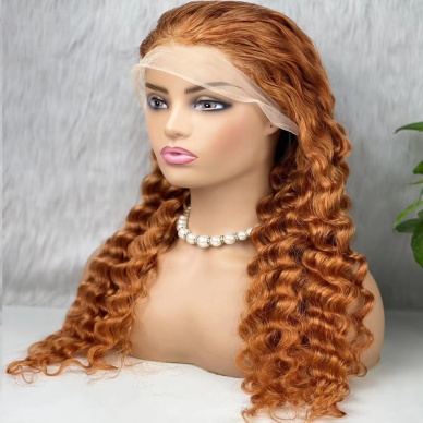 Gerçek Front Lace Tül Peruk - Yoğun Dalgalı - Bakır 70-75cm