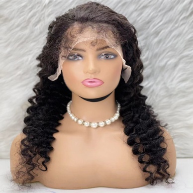 Gerçek Front Lace Tül Peruk - Derin Dalgalı - Doğal 60-65cm