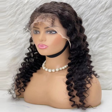 Gerçek Front Lace Tül Peruk - Derin Dalgalı - Doğal 60-65cm