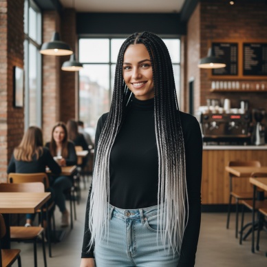 Afrika Örgüsü Ve Rasta İçin Sentetik Ombreli Saç - Siyah / Açık Gri