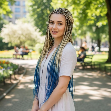 Afrika Örgüsü Ve Rasta İçin Sentetik Ombreli Saç - Platin / Lacivert