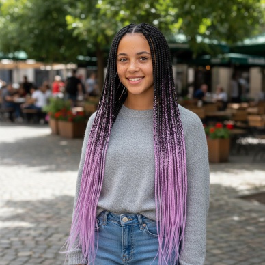 Afrika Örgüsü Ve Rasta İçin Sentetik Ombreli Saç - Siyah / Lila