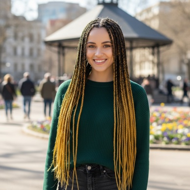 Afrika Örgüsü Ve Rasta İçin Sentetik Ombreli Saç - Siyah / Gold Sarı