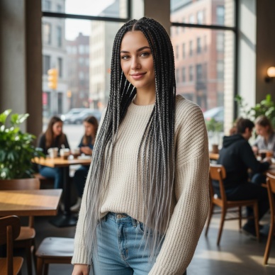 Afrika Örgüsü Ve Rasta İçin Sentetik Ombreli Saç - Siyah / Orta Ton Gri