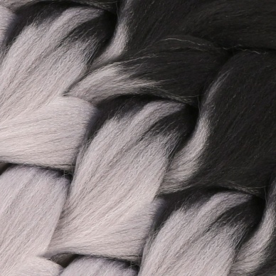 Afrika Örgüsü Ve Rasta İçin Sentetik Ombreli Saç - Siyah / Orta Ton Gri