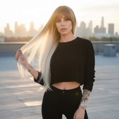 Fiber Sentetik Uzun Düz Kahküllü Peruk - Balköpüğü / Platin Ombreli