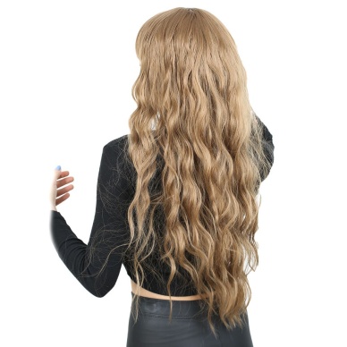 Perçemli Uzun Su Dalgası Fiber Sentetik Peruk- Bebek Kumralı