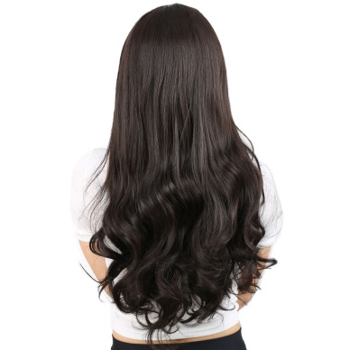 Kahküllü Uzun Dalgalı Fiber Sentetik Peruk - Kahverengi