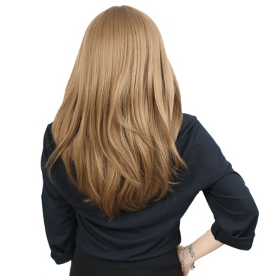 Düz Perçemli Orta Boy Fiber Sentetik Peruk - Bebek Kumralı