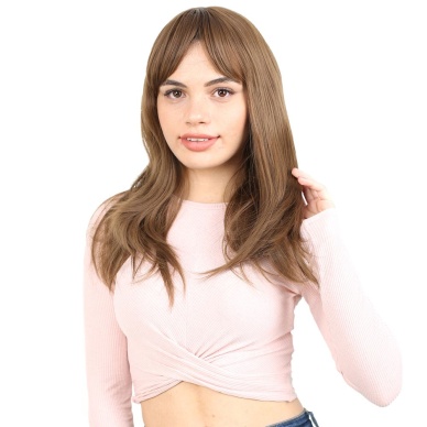 Düz Perçemli Orta Boy Fiber Sentetik Peruk - Kumral