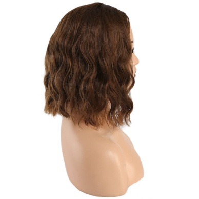 Fiber Sentetik Kısa Dalgalı Perçemsiz Peruk - Kumral