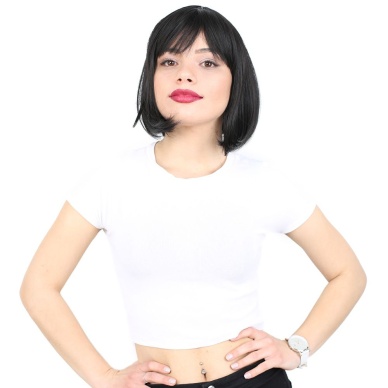 Küt Kahküllü Fiber Sentetik Peruk - Siyah