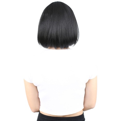 Küt Kahküllü Fiber Sentetik Peruk - Siyah