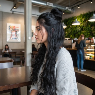 Fiber Sentetik Kabarık Dalgalı 8 Parça Çıt Çıt - Siyah