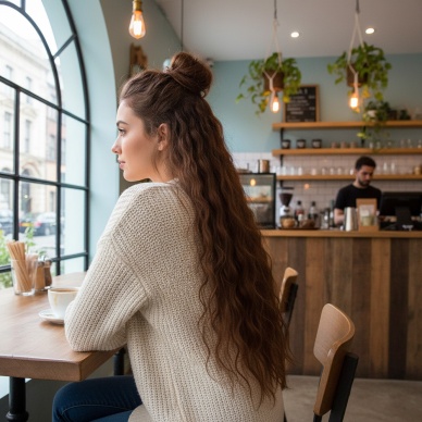 Fiber Sentetik Kabarık Dalgalı 8 Parça Çıt Çıt - Kahve Karamel
