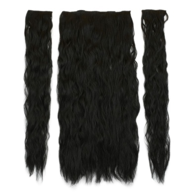 Fiber Sentetik Kabarık Dalgalı Yarım Ay + 2 Yan Çıt Çıt - Siyah