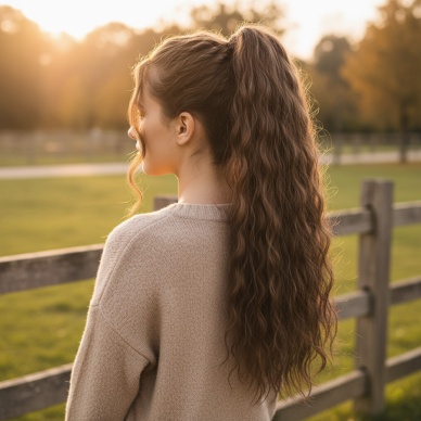 Bağlamalı Kabarık Dalgalı At Kuyruğu - Kumral