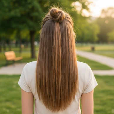 Fiber Sentetik Düz Yarım Ay + 2 Yan Çıt Çıt - Kumral