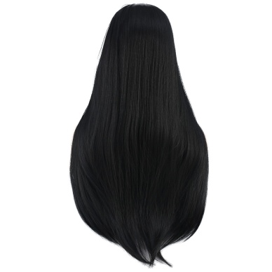 Düz Perçemli Uzun Fiber Sentetik Peruk - Siyah