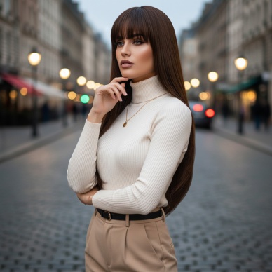 Düz Perçemli Uzun Fiber Sentetik Peruk - Kahve Karamel