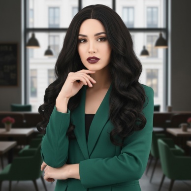 Dalgalı Perçemsiz Uzun Fiber Sentetik Peruk - Kestane