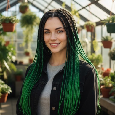 Afrika Örgüsü Ve Rasta İçin Sentetik Ombreli Saç - Siyah / Koyu Yeşil / Açık Yeşil