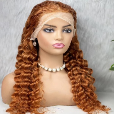 Gerçek Front Lace Tül Peruk - Yoğun Dalgalı - Bakır 70-75cm