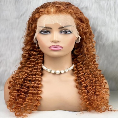 Gerçek Front Lace Tül Peruk - Afro Dalgalı - Bakır 70-75cm
