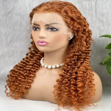 Gerçek Front Lace Tül Peruk - Afro Dalgalı - Bakır 70-75cm