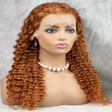 Gerçek Front Lace Tül Peruk - Afro Dalgalı - Bakır 70-75cm