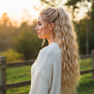 Tokalı Kabarık Dalgalı At Kuyruğu - Balköpüğü Beyaz Platin Röfleli