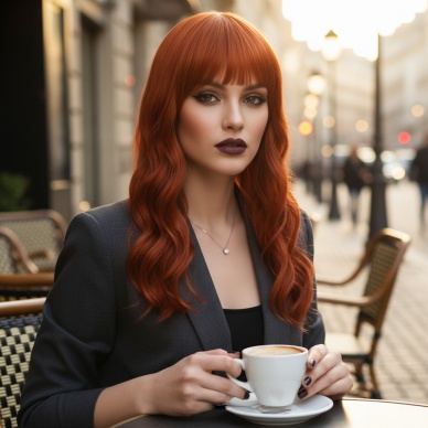 Dalgalı Kısa Perçemli Fiber Sentetik Peruk - Bakır