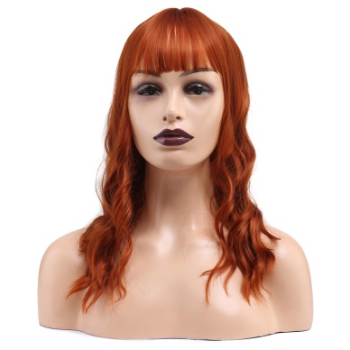 Dalgalı Kısa Perçemli Fiber Sentetik Peruk - Bakır