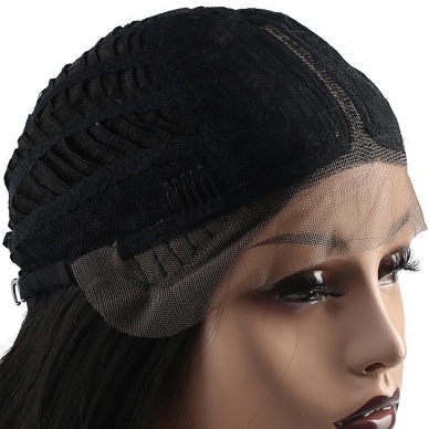 Su Dalgası Fiber Sentetik Tül Peruk - Siyah