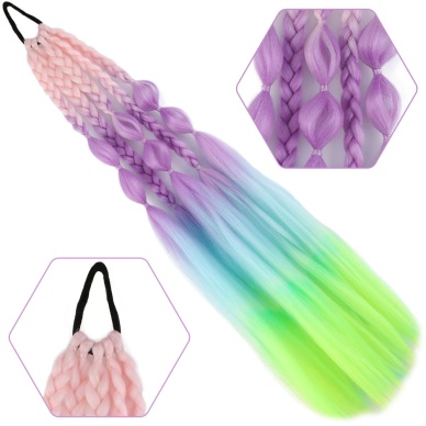 Balon ve Düz Salaş Örgülü Lastikli At Kuyruğu - ACM18