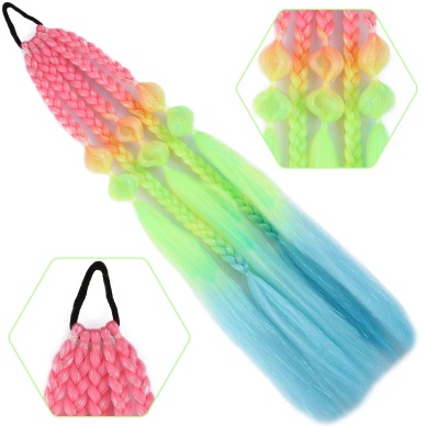 Balon ve Düz Salaş Örgülü Simli Lastikli At Kuyruğu - ACM05