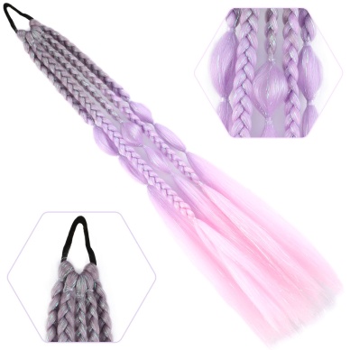 Balon ve Düz Salaş Örgülü Simli Lastikli At Kuyruğu - ACM06