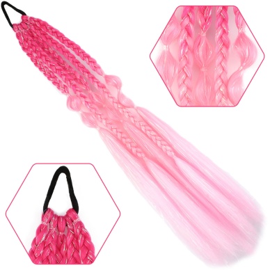 Balon ve Düz Salaş Örgülü Simli Lastikli At Kuyruğu - ACM10