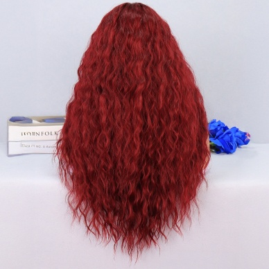 Kabarık Dalgalı Kızıl Tül Peruk