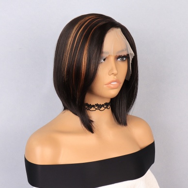 Kahverengi Kısa Balköpüğü Işıltılı Yan Tül Peruk