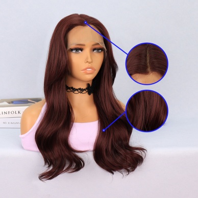 Kızıl Kahve Hafif Dalgalı Tül Peruk