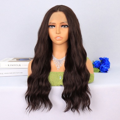 Koyu Kahverengi Dalgalı Tül Peruk