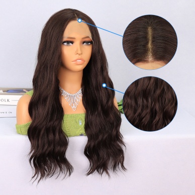 Koyu Kahverengi Dalgalı Tül Peruk