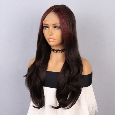 Kahverengi Perçemler Kızıl Işıltılı Tül Peruk