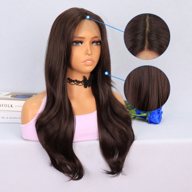 Çikolata Kahve Uçlar Hafif Dalgalı Tül Peruk