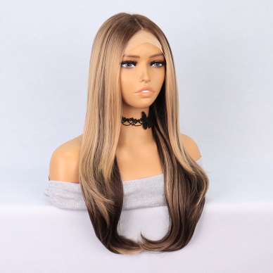 Kumral Balköpüğü Röfleli Katlı Kesim Tül Peruk