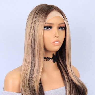 Kumral Balköpüğü Röfleli Katlı Kesim Tül Peruk